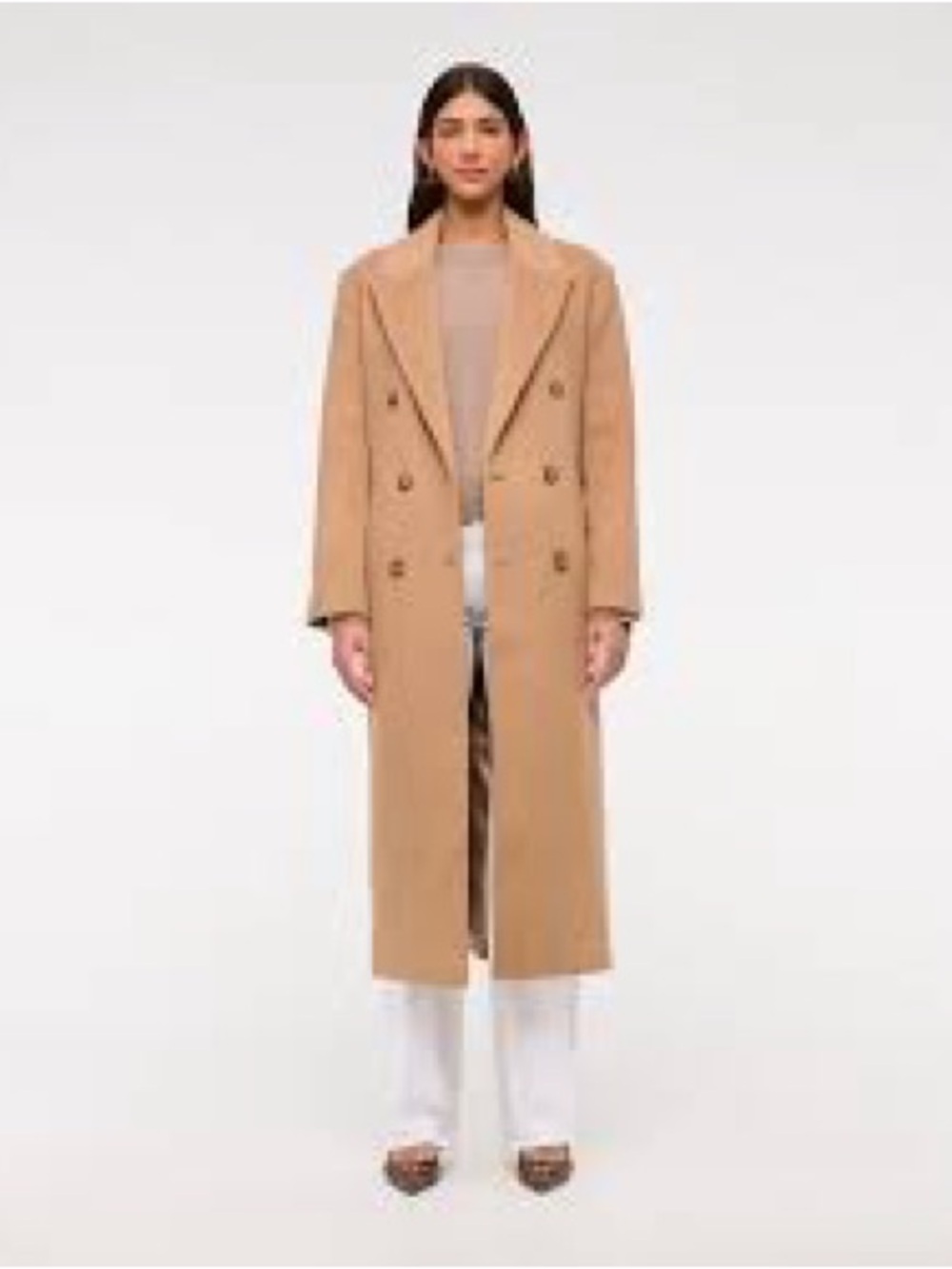 Abercrombie & Fitch Double-Breasted Camel Long Coat